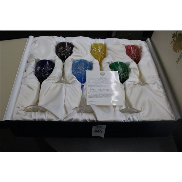 Faberge Cut to Clear 6 Pc.  Wine Glass Set w/Case