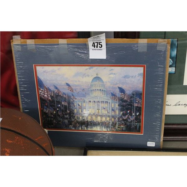 Thomas Kincaid Flags Over The Capital Unframed Art w/COA