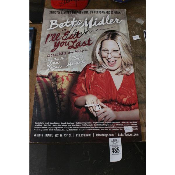 Bette Midler Autographed Promotional Poster