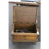 Image 1 : Antique Wooden Rolling Box w/Vinyl Record Albums
