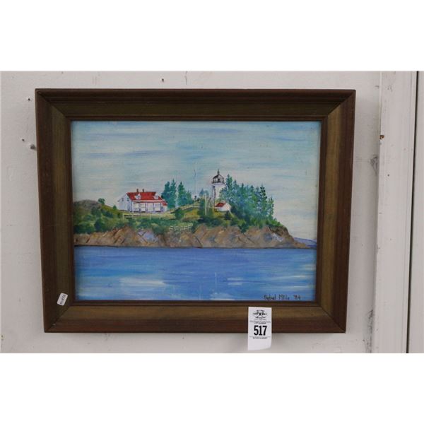 Oil On Board Lighthouse Scene Signed Mille - 15"  X  18"