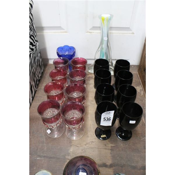 Art Glass Vase w/Colored Stems
