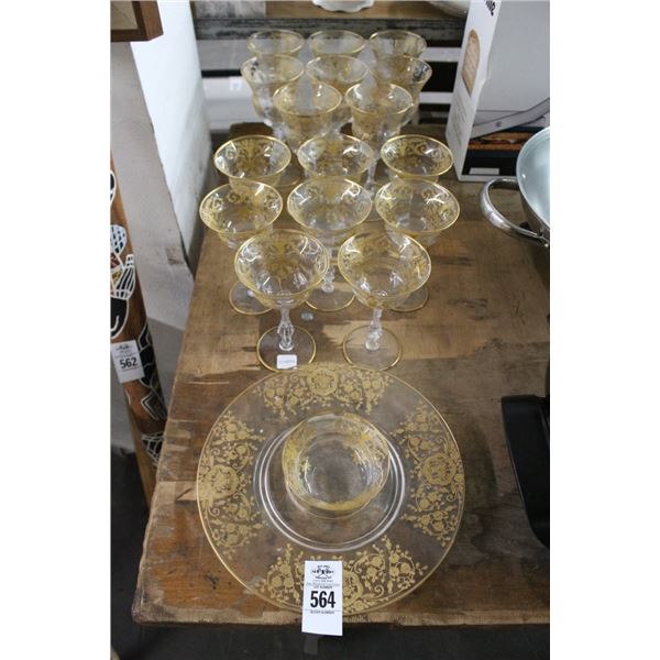 Gold Trim Stems, Serving Dish