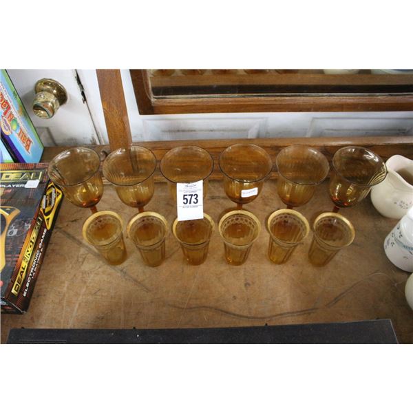 Gold Depression Stems, Glassware