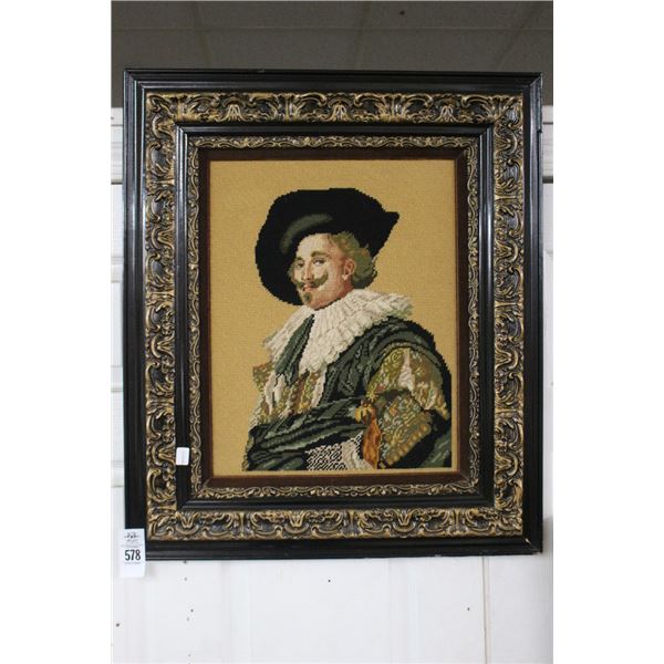 Framed Needlepoint Napoleon ? - 24"  X  30"