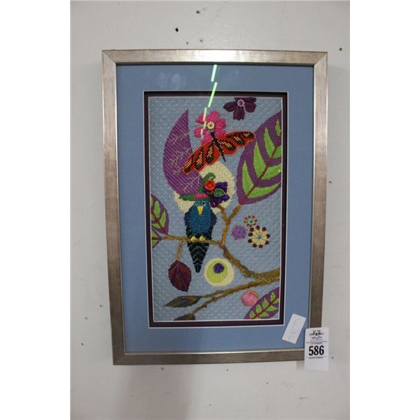 Framed Tropical Needlepoint - 12"  X  18"