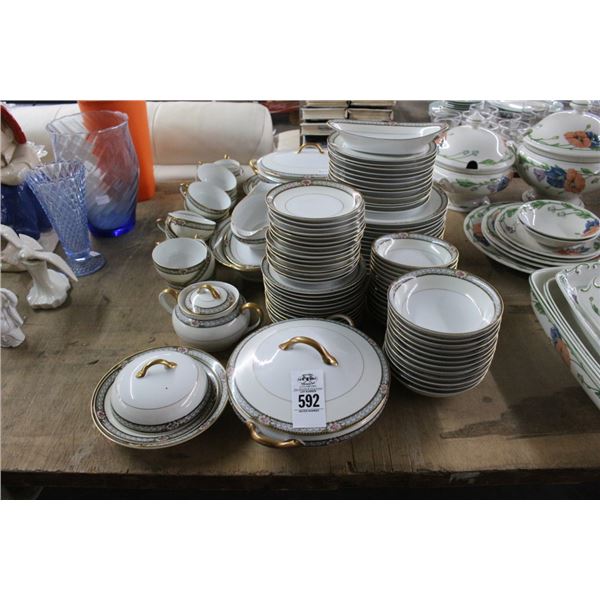 Grey Floral Trim China Set