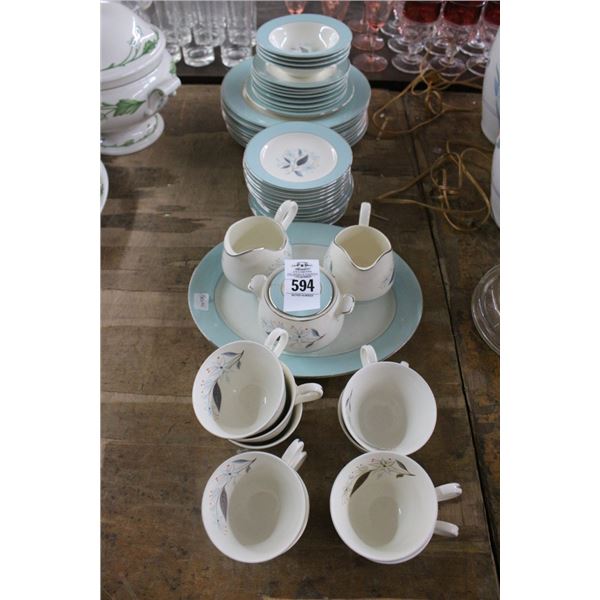 Pastel Blue Floral Trim China Set