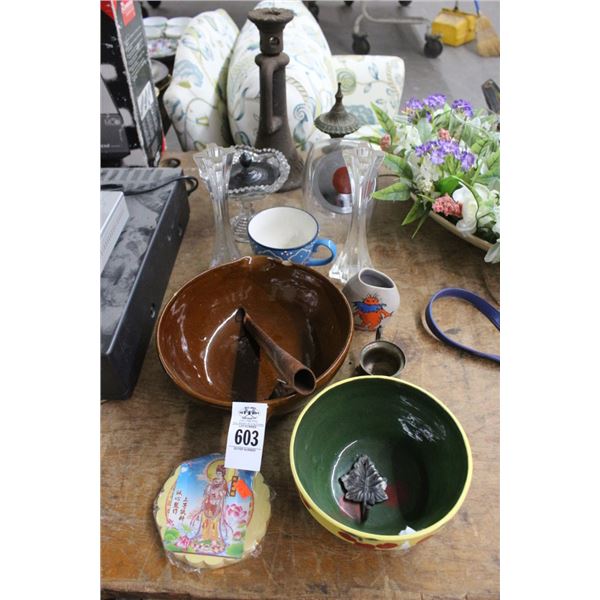 Asst. Bowls, Candlesticks, Décor
