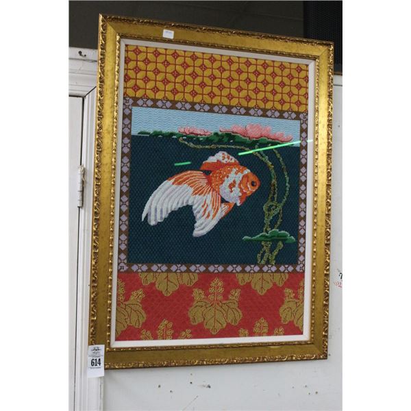 Tropical Fish Large Framed Needlepoint - 24"  X  36"