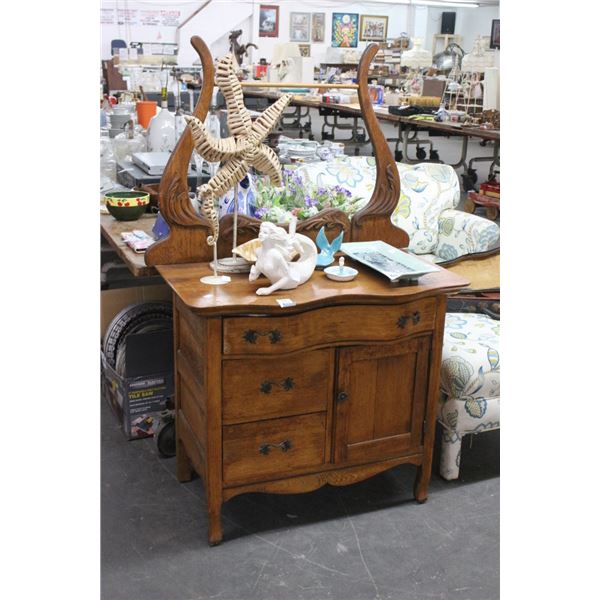 Tiger Oak Dry Sink Cabinet