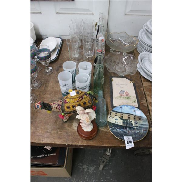 Asst. Souvenir Bottles/Glasses, Bowls, Décor