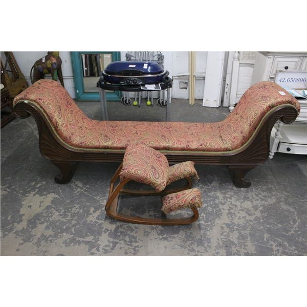 Large Mahogany Padded Bench, Kneeling Chair