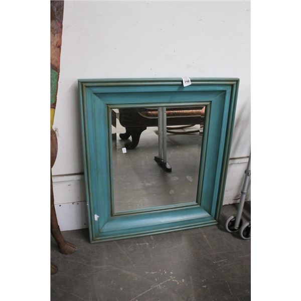 Turquoise Framed Bevelled Mirror - 30"  X  30"  - No Shipping