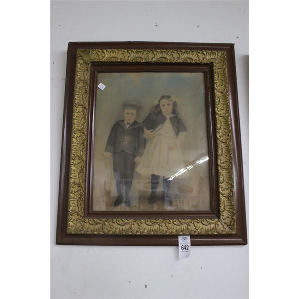 Framed Vintage Portrait of Children - 20"  X  30"