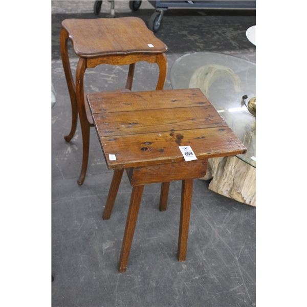 Tiger Oak Queen Anne 2 Tier Table, Other Plank Table