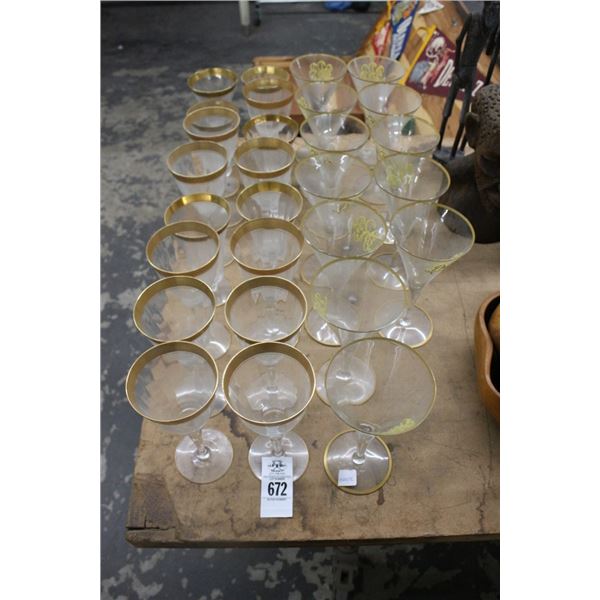 Gold Trim Stem Glasses