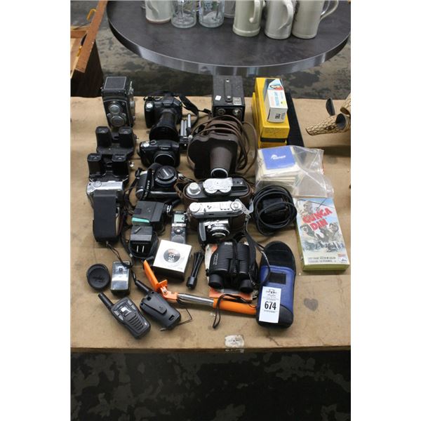 Asst. Vintage Cameras, Lens, Accessories, Specticles