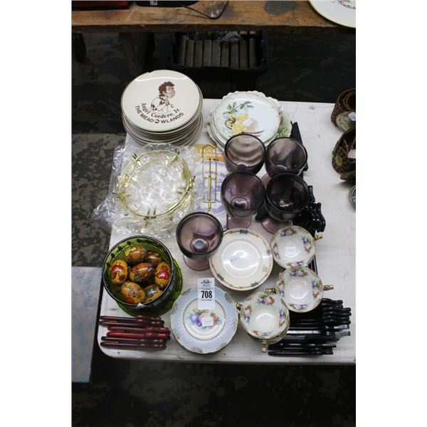 Asst. Dishes, China, Painted Eggs, Easels, Table Décor