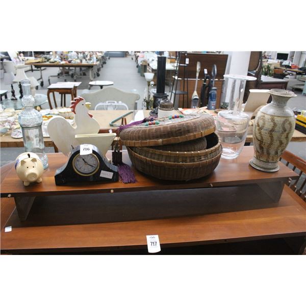 Indian Woven Baskets, Vases, Stone Desk Clock, Décor