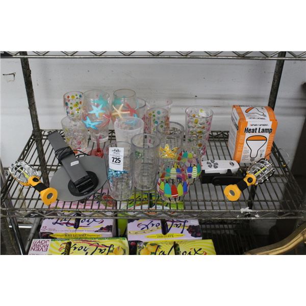 Heat Lamps, Drop Light, Plastic Tumblers
