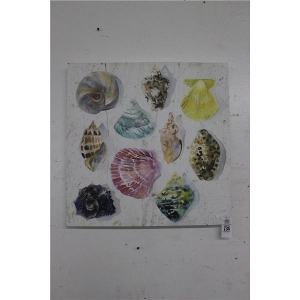 Unframed Oil On Canvas Sea Shell Wall Art - 20"  X  20"