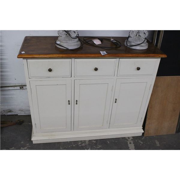 Beige Painted w/Cherry Top Hall Cabinet