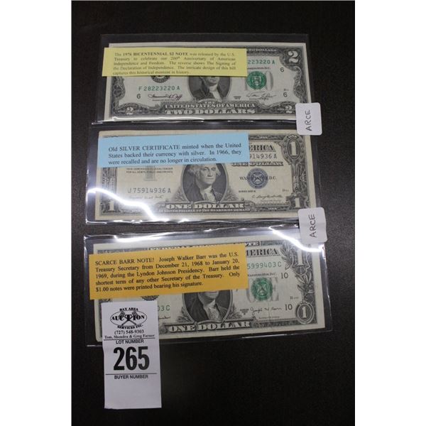 Old Silver Certificate, Barr Note, Bicentennial $2 Note