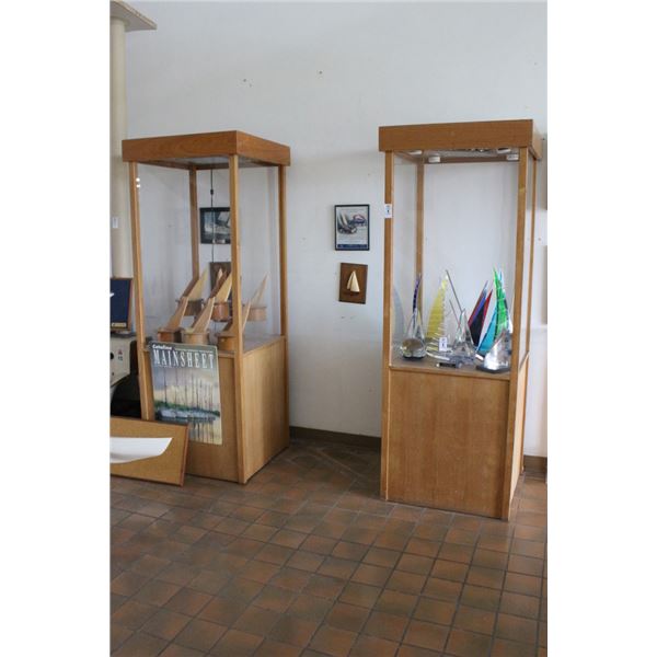Oak Full Vision Lighted Showcases - Pair