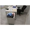 Image 5 : White Desk w/2 Bookcases, 2 Chairs, Fan In Office