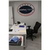 Image 6 : White Desk w/2 Bookcases, 2 Chairs, Fan In Office