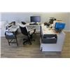 Image 2 : Black/Oak Top Work Tables, White Desk