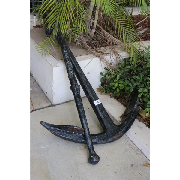 Large Vintage Black Steel Ship Anchor