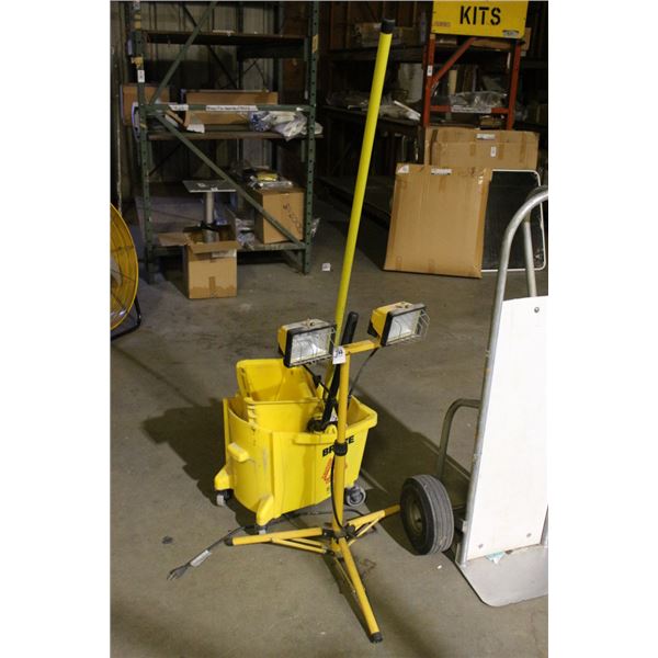 Pedestal Tripod Light, Mop Bucket