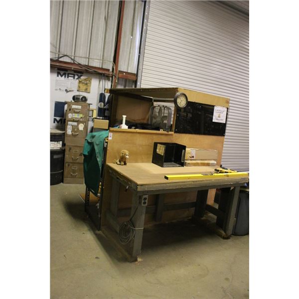 Work Bench, Box Fan, Stretch Wrap, Office Supplies
