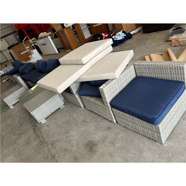 Large Lot Wicker Patio Furniture Gray/Brown - Brown Has Some Damage