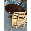 Image 1 : Folding Round Teak Style Table w/3 Folding Chairs