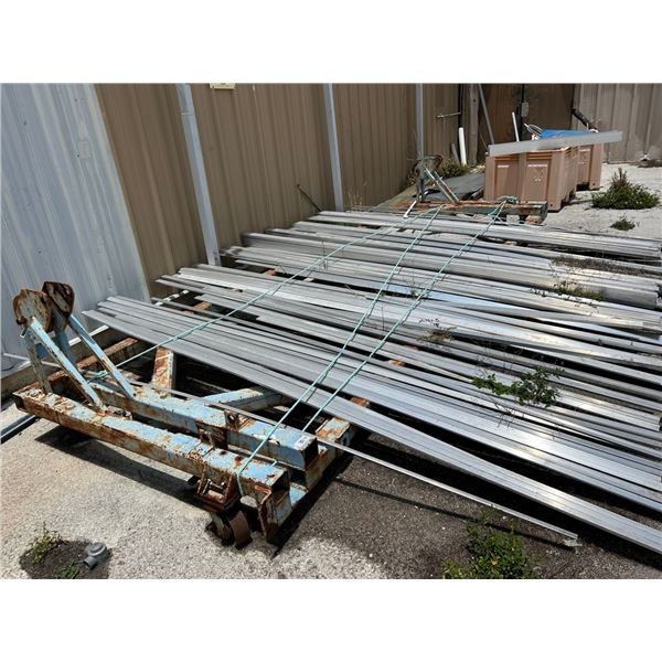 Blue Rolling Boat Dolly, Metal Stock w/Stand in Corner