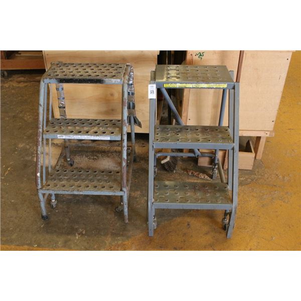 Rolling 3 Step Stools - Pair