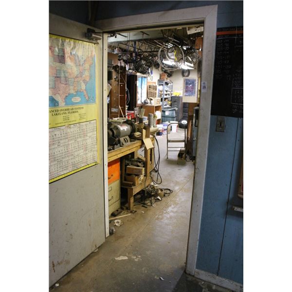Tires/Rims, Work Benches, Hardware, Tool Salvage Remaining In Room