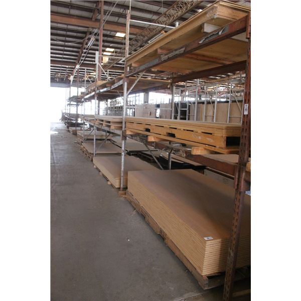 Large Lot Plywood Sheets on and Adjacent to Pallet Racks