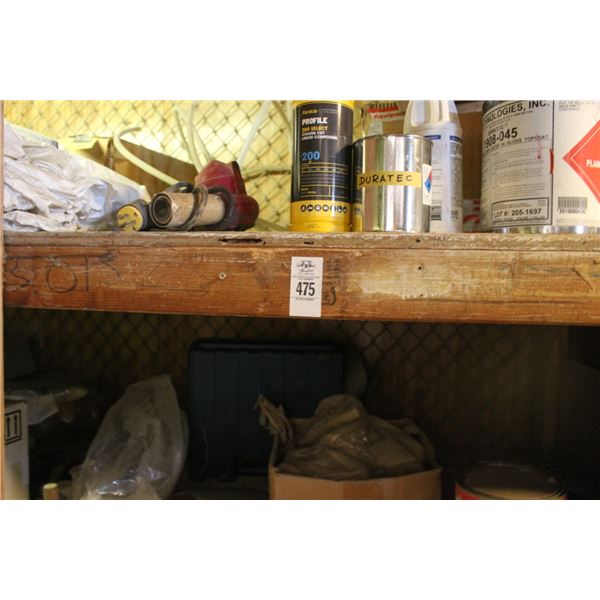 Contents of Room Miter Saw, Drum Dolly, Rigging Hooks, Sand Paper, Supplies