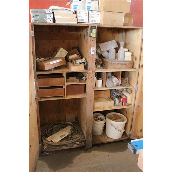 Wooden Cabinet w/Asst. Sand Papers, Supplies