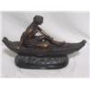 Image 3 :  Indian Squaw in Canoe Bronze by Russell