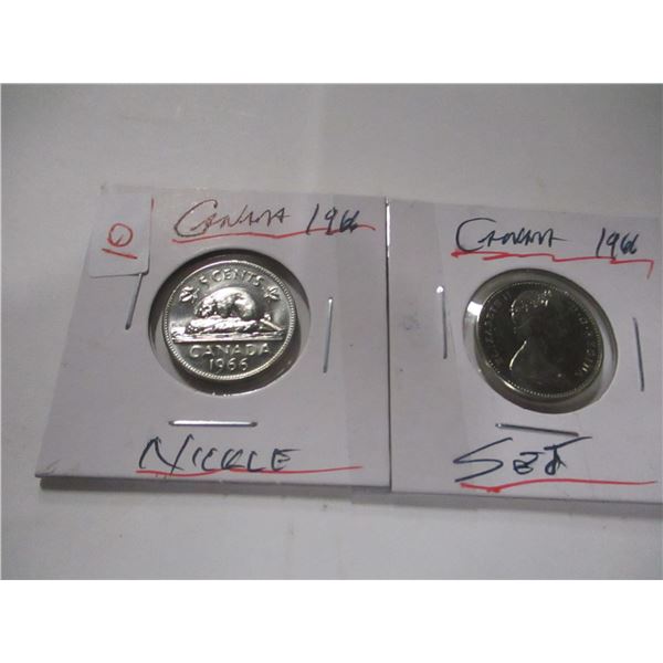 1966 PROOF CH/BU CANADA NICKEL SET