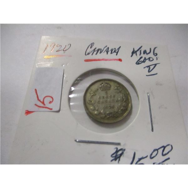 1920 CANADA KING GEORGE V SILVER FIVE CENT