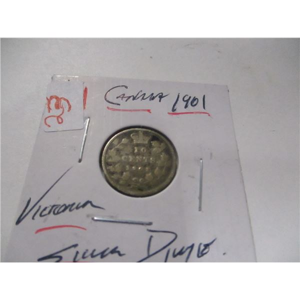 1901 CANADA VICTORIAN SILVER DIME