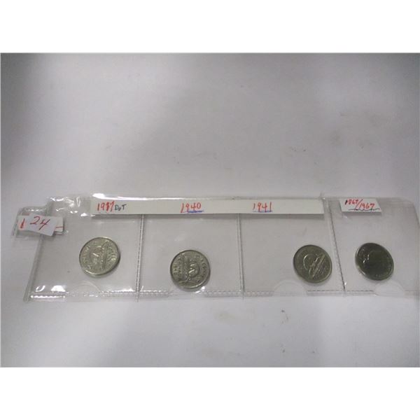1937 DOT, 1940, 1941, 1867 - 1967 CANADA NICKEL SET