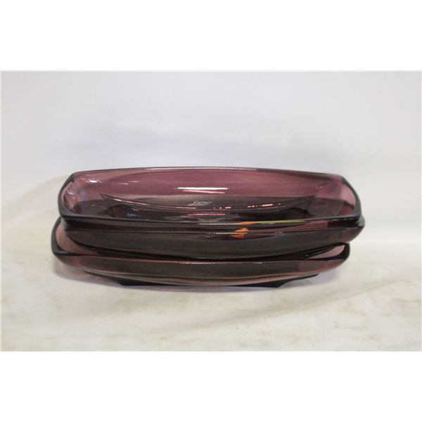 3 MOROCCAN AMETHYST HAZEL-ATLAS GLASS