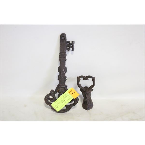 CAST IRON KEY + DEER CAST IRON HOOD ORNAMENT